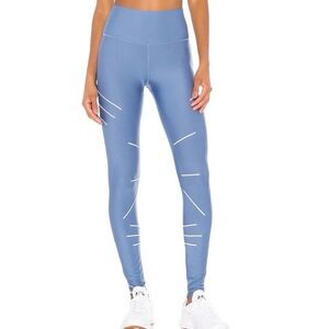 ALO Yoga Blue Leggings with White Accents
